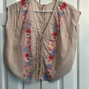 Free People Floral Embroidered Blouse